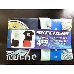 NEW Skechers size 2T Boys 4 pack Active Tee Cotton Tee 2 Shorts